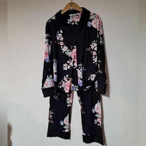 Flora Nikrooz Womens Set Super Soft Satin Trim Pj's Sleep Loungwear Sz. L